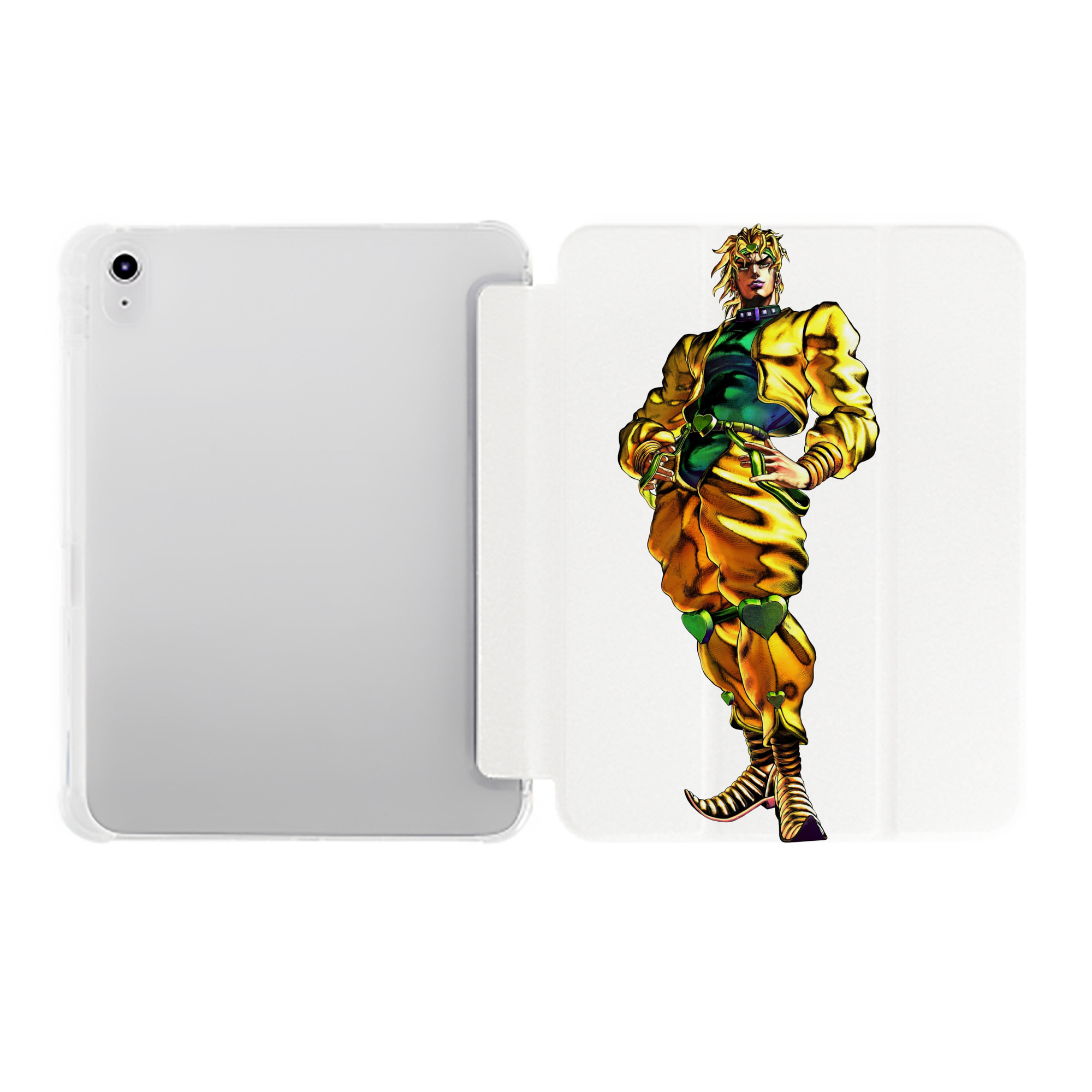 （画像用） ジョジョの奇妙な冒険 ディオ?ブランドー JoJo's Bizarre Adventure Dio Brando IPad ケース ペン収納付き 三つ折りスタンド PUレザー×シリコン 対応機種9.5/10.5/10.9インチ